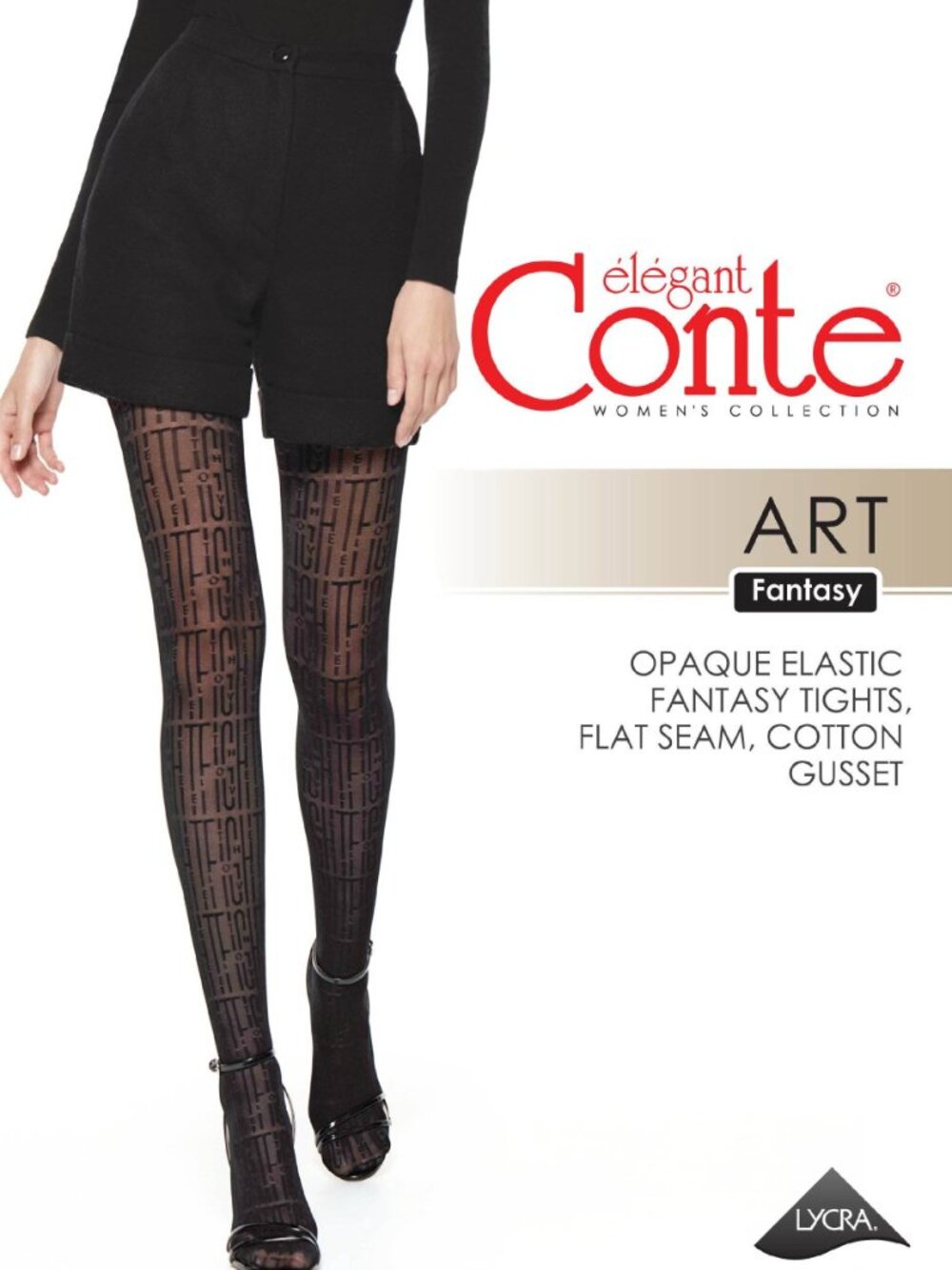 Conte Art 40 Den - Fantasy Women's Tights with a letter pattern (21S-95SP)